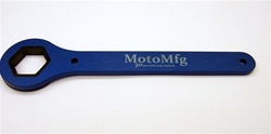 This is a non-marring fork cap wrench that fits all motorcycles with a 30mm fork cap nut. This wrench will allow you to remove your fork caps with worrying about damaging them.